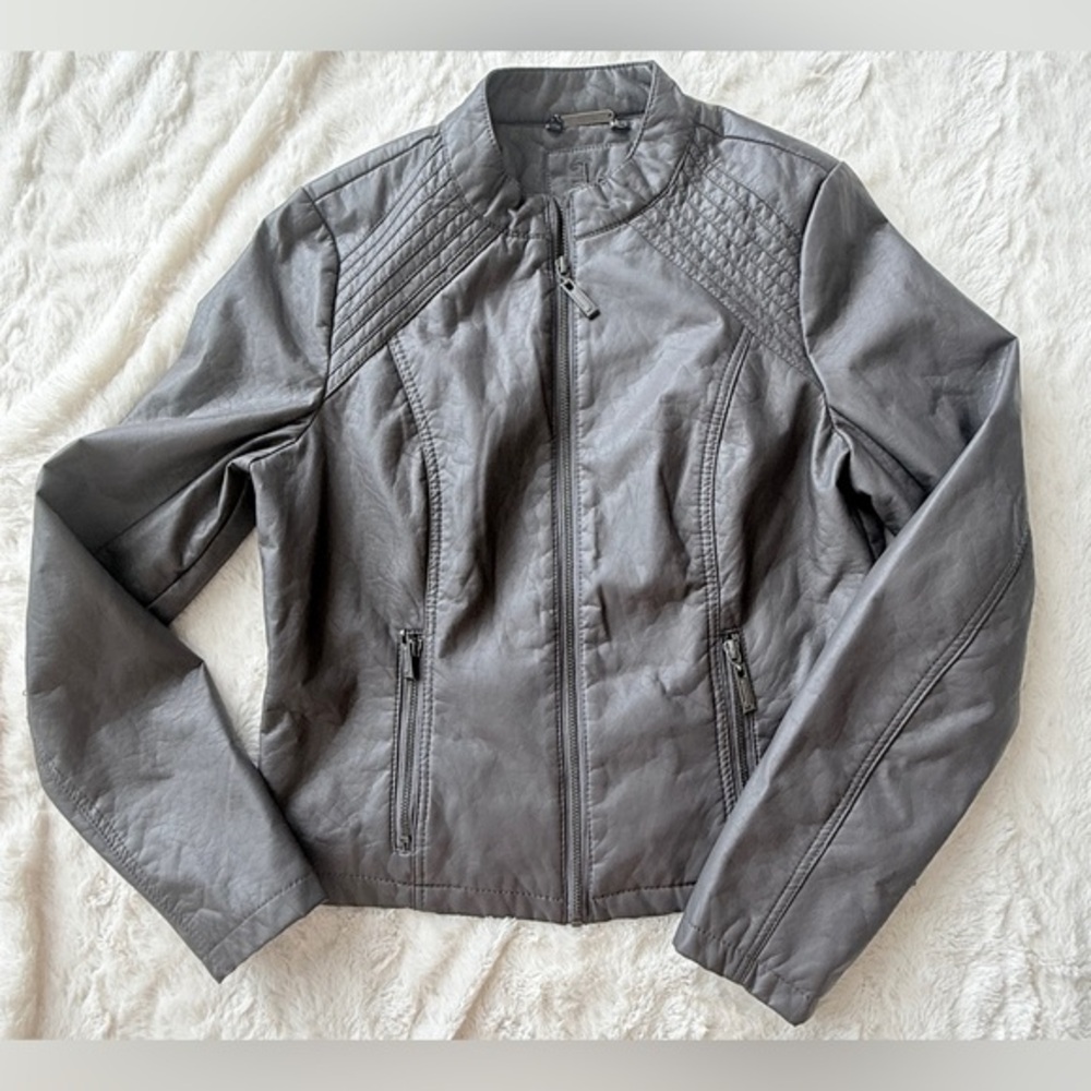 J2 Faux Leather Moto Jacket Sz M EG